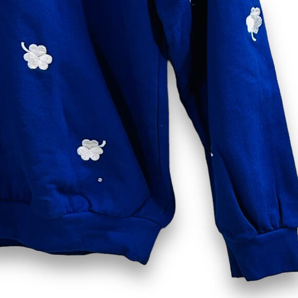 Quacker Factory Blue Shamrock Clover Pullover St Patricks Day Sweatshirt Small - Picture 5 of 9